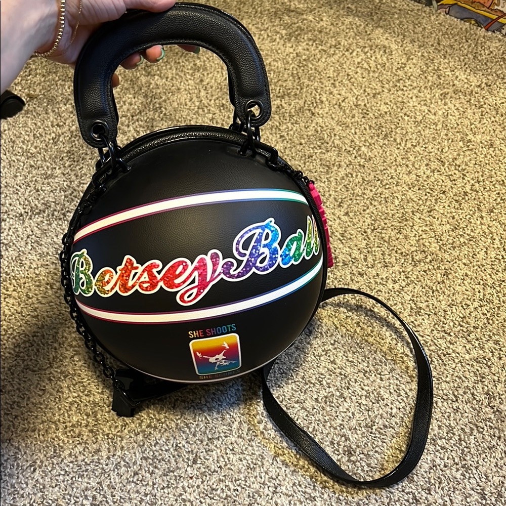 Betsey Johnson Black Basketball crossbody - Picture 2 of 5